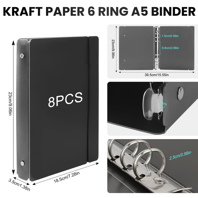 Pack of 8 A5 Ring Binder Covers for Stamps and