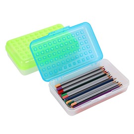 BTSKY 6 Pack Multipurpose Utility Box- Large Capacity Pencil Box with Lid Snap Closure Pencil Holder for Organize and Carry Pencils Watercolor Pens Stationery Office Supplies Organizer Colorful