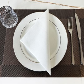 SUZZYVINE Cocktail Napkins Disposable Beverage Napkins Linen Like Square Napkins Party or Wedding 20x20cm (Pack of 100, White)