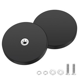 Wukong Rubberised Magnets Diameter 43 mm, Pack of 2 Strong Magnets Non-Slip with M4 Flat Thread, Magnets with Thread for Vehicles, Lamps, Attaching Tools