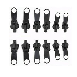 12Pcs Black Fix Zip Puller,Zip Slider Repair Instant Kit,Fix Zipper Removable Rescue Replacement Pack,Instant Zipper Set for Coats Jacket,Luggage,Backpacks Zippers Undergarment Sewing