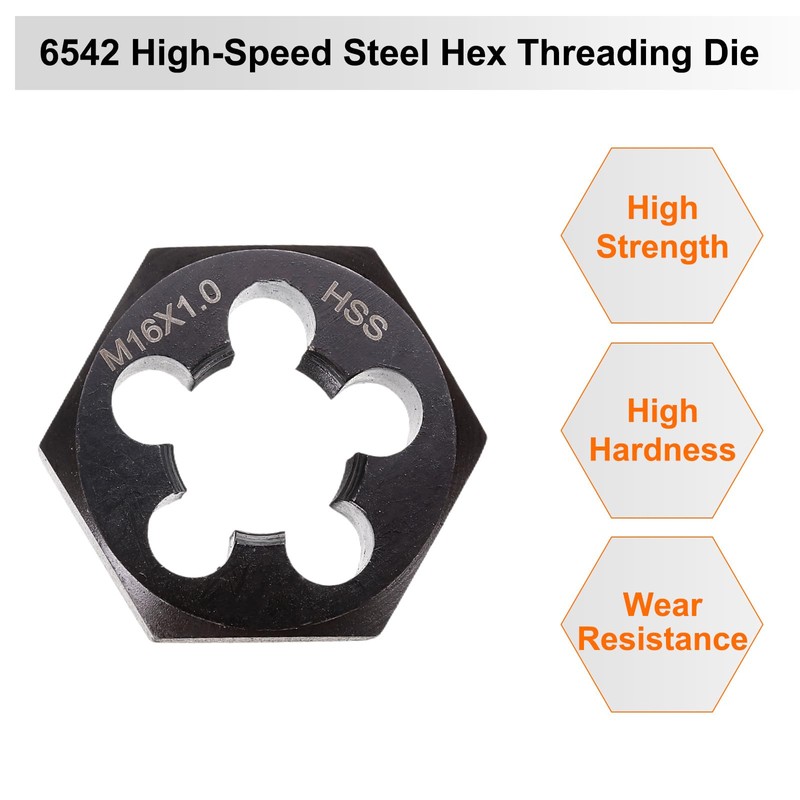 sourcing map Hex Threading Die M16 x 1 Metric Thread