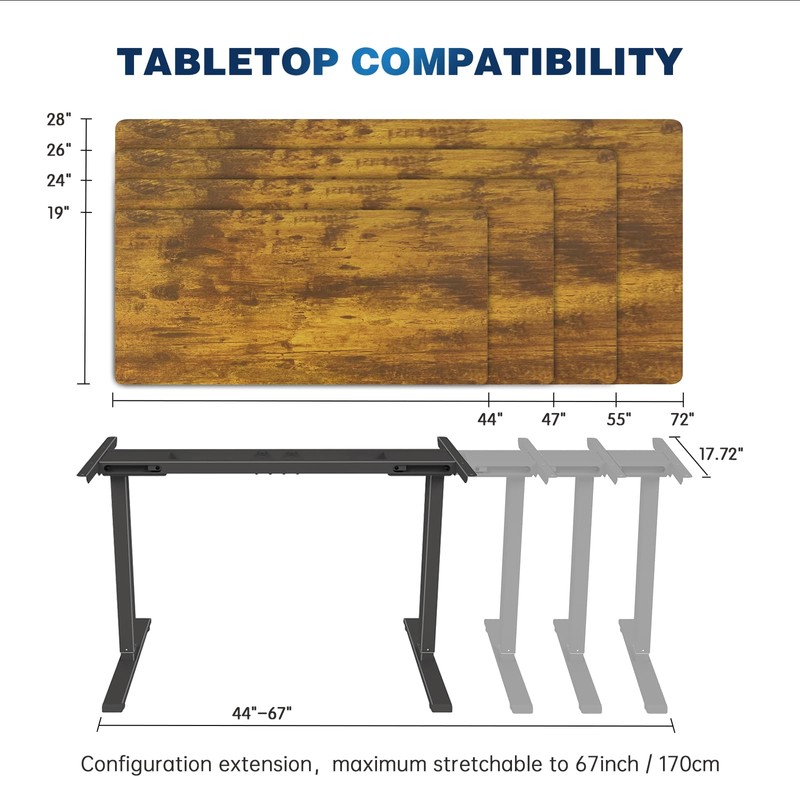 Dual Motor Standing Desk Frame, Electric Adjustable Legs, Workstation Desk