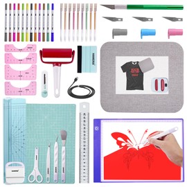 41Pcs Ultimate Tool Set for Cricut,Cutting Machine Accessories Bundle,Weeding Tool for Vinyl, LED Light Pad,T-Shirt Ruler,12'' Paper Cutter,Heat Press Mat,Cutting Mat, Starter Kit for Craft Projects