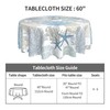 Nautical Coastal Tablecloth Round 60 Inch Summer Beach Starfish Coral