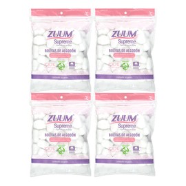 ZUUM SUPREME Bolitas de algodón Jumbo | Desmaquillante | Torunda de Algodón 100% fibra de algodón absorbente | Piel limpia y saludable | Uso médico y el hogar | 50 pzas (pack de 4)