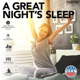 PURIAN Black Pillow Cases Set of 2 | Aromatherapy Rayon Pillowcase with Lavender and Eucalyptus Scented Discs for Diffuser Pocket | Standard