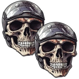 StickerSector Motorcycle Skull Stickers 2 Pack - Biker Harley USA Car Truck Vinyl Decal CL1042