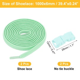 sourcing map 4 Pack Elastic Tieless Shoe Laces No Tie Flat Shoelaces Stretch Shoes Strings for Adults Sneakers, Mint Green