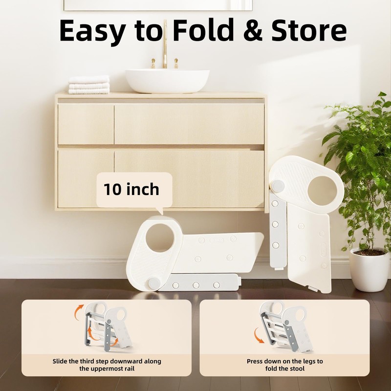 Soladder Foldable Toddler Step Stool with Handles for Bathroom Sink,