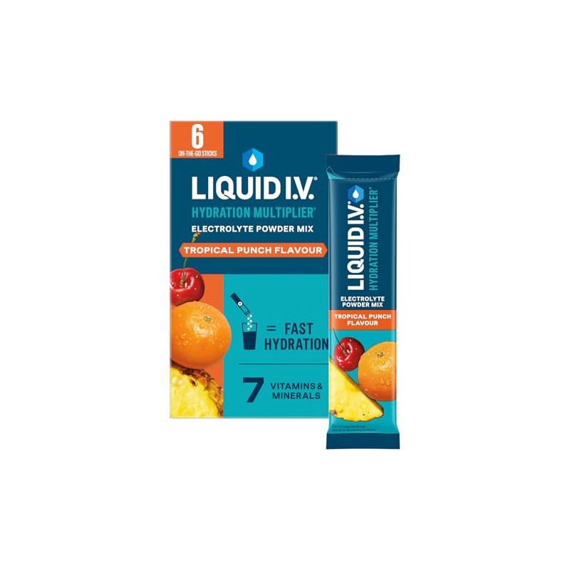 Liquid I.V. Hydration Multiplier Electrolyte Powder Mix, Tropical Punch Flavour,