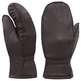 Harssidanzar Womens and Kids Lambskin Leather Outdoor Mittens Gloves Thermolite Lined,Brown, M