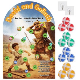 David and Goliath Dart Board Game Set Sunday Activities Giant David and Goliath Dartboard with 12Pcs Sticky Balls for Religious Church Activities Bible Indoor Outdoor Game Supplies