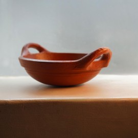 Chandrika Global 8" Clay Cooking Wok/Kadai/Saucepan