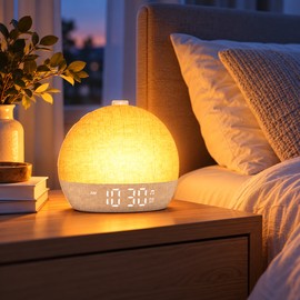 Sunrise Alarm Clock for Bedroom – White Noise Sound Machine with Dimmable RGB Night Light for Bedside Relaxation