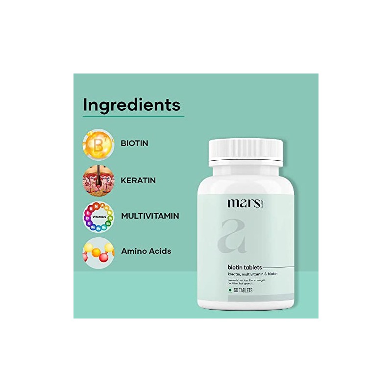  Hair Biotin - 100% Vegan, 60 Tablets | Promotes