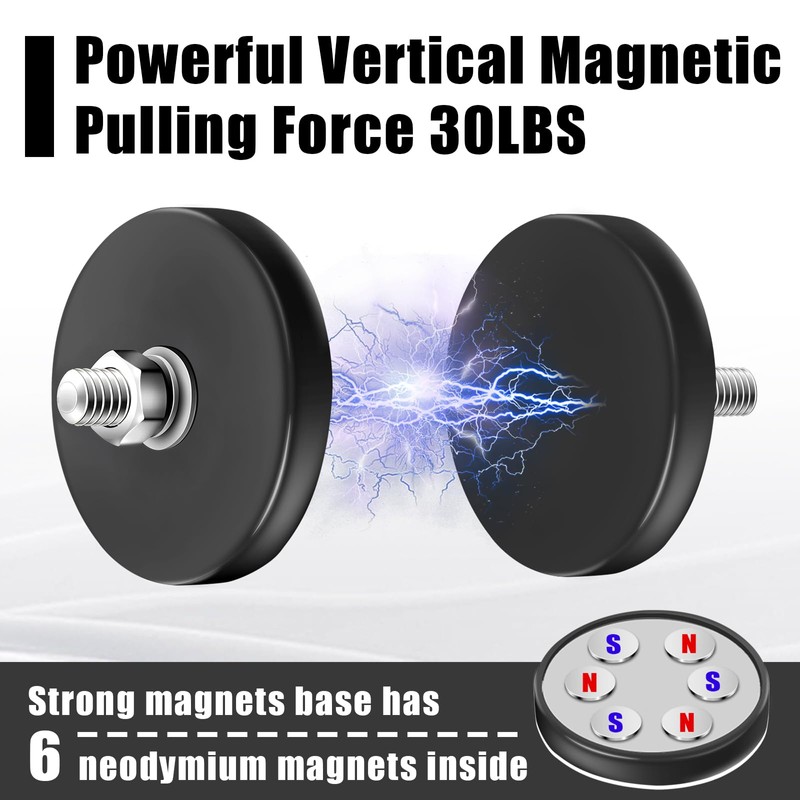 12Pack Rubber Coated Magnets, AHIER Neodymium Magnet Base with M5