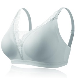 CYTMTZGA Mastectomy Prosthesis Bra Seamless Everyday Post-Surgical Bra with Pockets for Breast Prosthesis Breast Shapes, lightblue, M
