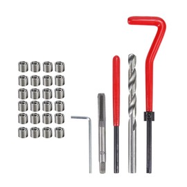 Riloer Thread Repair Kit, High Speed Steel Thread Repair Kit with Red Plastic Handle, Helicoil Kit for M6, Suitable for Drill, Daily Repair, Car Repair and More