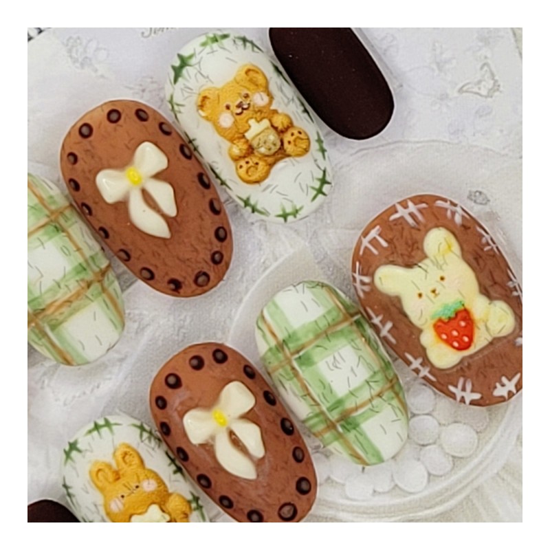 Cozy matte handmade nail tips - Square L / 포근한