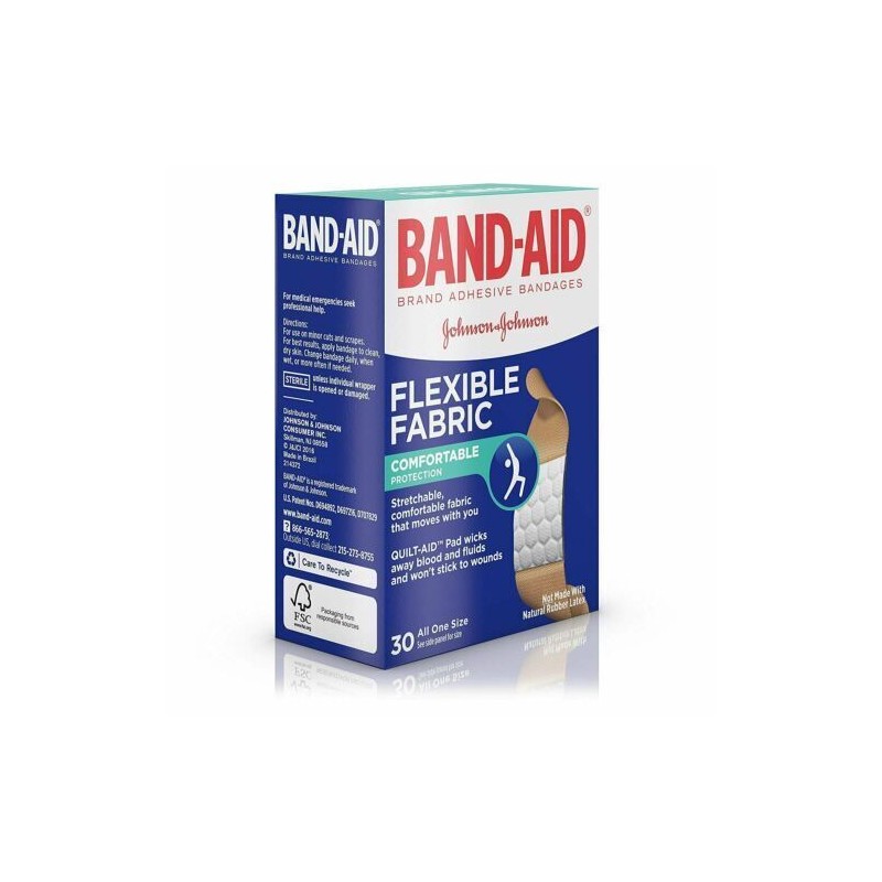 Band-Aid Band Aid Flexible Fabric Adhesive Bandages Comfortable Protection 30