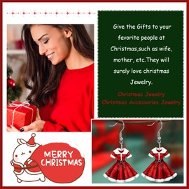 Christmas Earrings for Women Red Christmas Dress Earrings Cute Acrylic Dangle Earrings Christmas Jewelry Gifts Stocking Stuffers