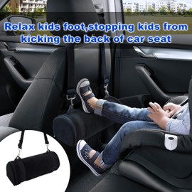 Kalnweis Car Seat Foot Rest,Car Seat Foot Rest for Kids-Booster Seat Foot Rest-Convenient Car Accessories for Kids - Supportive Car Seat Pillow for Toddlers - Long Adjustable Strap (Black)