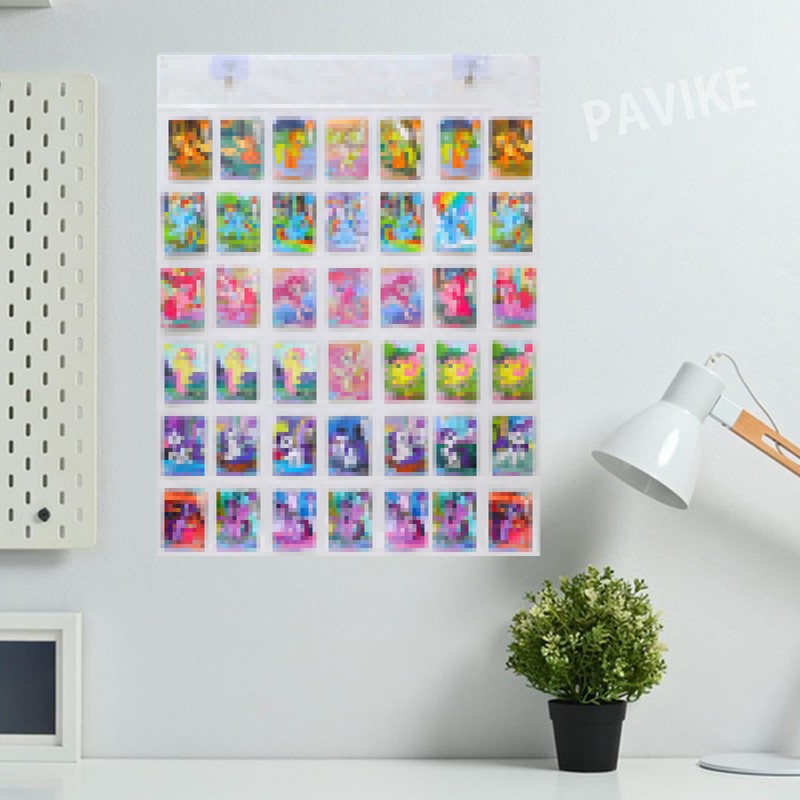 PAVIKE Card Holder Wall Mount (42 Pockets) Photo Display Holder