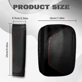 Honibaoto 2PCS Car Seat Belt Cover,Seat Belt Pads Leather Seat Belt Covers,Carbon Fiber Safety Seatbelt Shoulder Strap Covers,Soft Car Seat Belt Strap Cushion Protect Your (Black1)