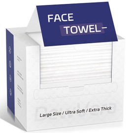 DewVera Disposable Face Towel, 10"×12" Ultra Soft Thick Face Wipes Paper Towels, Lint-Free Single Use Washcloth Makeup Remover Dry Wipes Towelette Face Cloth For Sensitive Skin Cleaning, 50 Ct 1 Pack