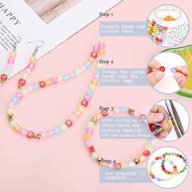 HXLJHALG 750 Pcs Letter Beads Acrylic Cube/Round Alphabet Beads for Bracelets, 4x7mm Colorful Letter Beads Bulk for Bracelet Jewelry Making Kit with Box