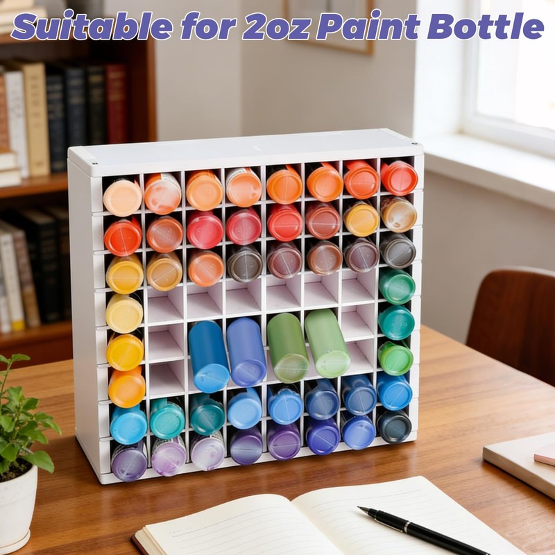 LOLYSIC 2 Pack 64 Grids Craft Paint Storage Organizer -