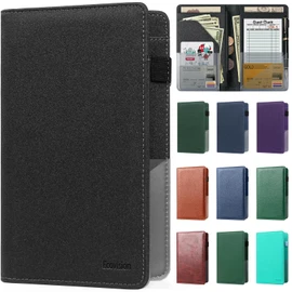 EcoVision Server Book for Waitress/Waiter Book, Premium Pu Leather Waitress Book with Money Zipper Pocket, Fits in Server Apron and Holds Receipts, Pocket Money, and Guest Check for Restaurants