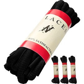 NIVZIV Oval Shoelaces Black Athletic Sports Running Sneaker Boot Workout Shoe 72 Length Half Round Strings Laces THREE (3) PAIRS