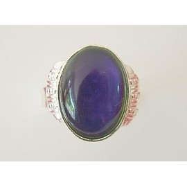 Spiritual Gifts Mood Ring - Oval Shaped; on a Card with Colour Coded Chart telling you your Inner Moods - adjustable to fit different size of fingers - from