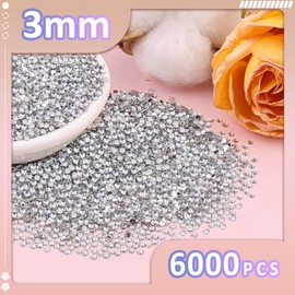 6000Pcs 3mm Resin Rhinestones with 1Pcs 10ml B7000 Jewelry Glue for Crafting, Clear Large Amount Flatback Gems, Bedazzling Crystal Bulk for DIY Crafts Clothing Tumblers Shoes Nail Art Fabric