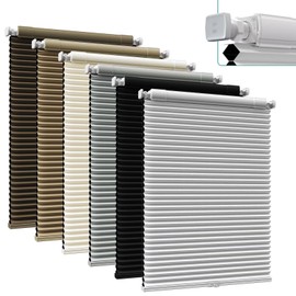 MYshade Cordless Drill Free Cellular Window Shades, No Tools Honeycomb Blinds for Indoor Windows, No Drilling Cordless Blackout Shades, Easy to Install, 69" W x 48" H, White