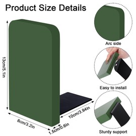 FYSUIMU 6Pcs Boho Sage Green Wood Bookends Gradient Green Wooden Book Stands Rustic Non Skid Book Stoppers for Heavy Books Home Office Library