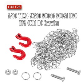 RCYouHott RC Upgrades Part Metal Trailer Chain Trailer Hook Tow Rope Winch Shackles for 1/10 TRX4 SCX10 90046 90081 D90 TF2 CC01 RC Crawler Decor,Black