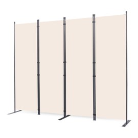 CHOSENM Room Divider, 4 Panel Folding Privacy Screens with Wider Support Feet, 6 Ft Portable Room Partition for Room Separator, 88" W X 71" H, Beige