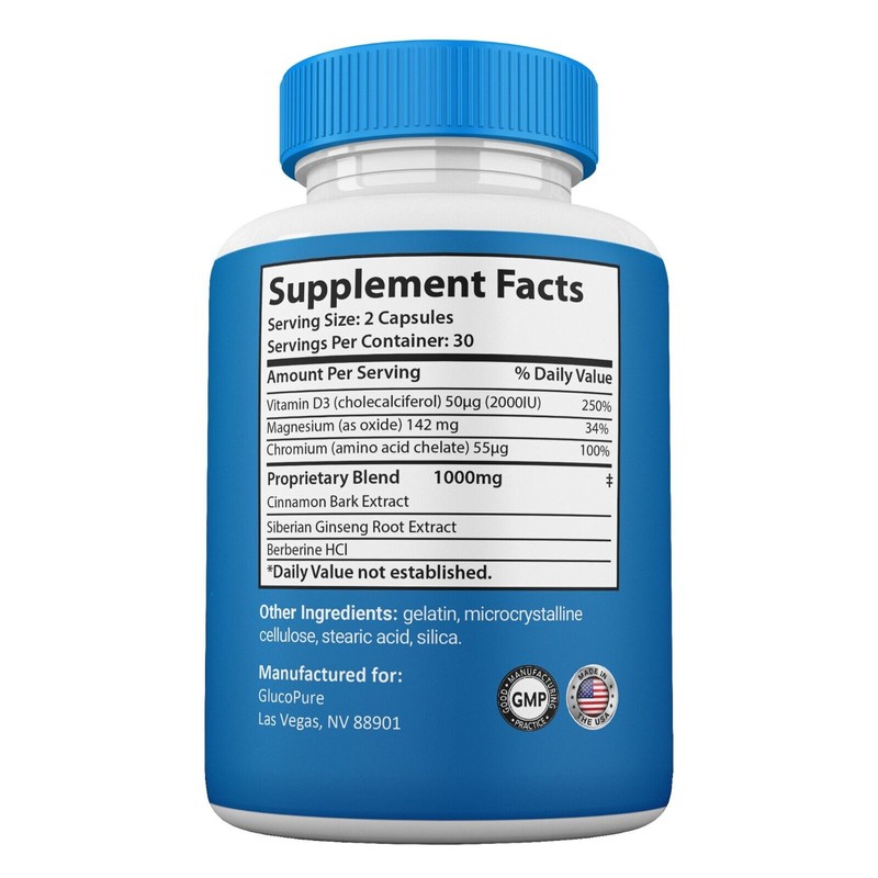 GlucoPure Capsules Blood Support, Gluco Pure Glyco Pills Supplement (3