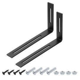 QUARKZMAN Pack of 2 Adjustable L-Shaped Corner Brackets, 120 x 240 x 30 mm, Corner Angle Slot Connector, Right Angle Bracket with Screws of Furniture, Wooden Shelves, Cupboard Shelf, Black