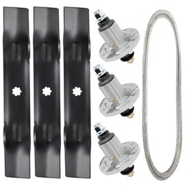 budrash 48" Deck GY20454 Spindle Mower Rebuild Kit for John Dee re LA140, LA145, LA155, LA165, D140, D150 - Includes 3 Spindles (GY21098 GY20454), 3 Blades (GY20852), Belt (GX20571)