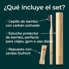 Good4u® Reisezahnbürstenset, Bambusbürste mit weichen Aktivkohleborsten + Nachfüllpack + biologisch abbaubares Etui, umweltfreundliche Zahnbürste für Erwachsene, Zero Waste