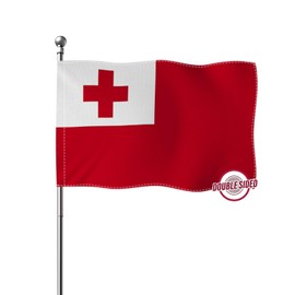 Vie Savaran Tonga Flag Tongan Banner 3x5ft Double Sided Premium Burlap Heavy Duty Vivid Color Fade Resistant Pole Sleeve Durable TearProof for Outdoor Garden Tea Party Wall Room House Celebration