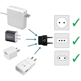 United States to Finland Travel Power Adapter to Connect North American Electrical Plugs to Finnish Outlets for Cell Phones, Tablets, eReaders, and More (6-Pack, Black)