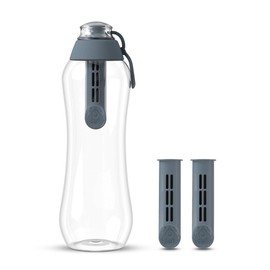 Filtered Water Bottle with Carbon Filter, 700 ml Capacity, 2 Spare Filters, Grey, BPA-Free