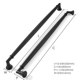 khtumeware 2 Pack 12 Inch(305mm) Matte Black Cabinet Pulls, Cabinet Handles Kitchen Cabinet Hardware for Cupboard Drawer Handles Dresser Pulls