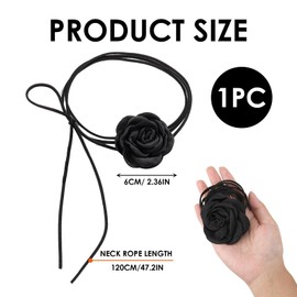 Flower Choker Necklace, Elegant Rose Choker, Black, Flower Necklace Choker, Choker Flower Gothic for Women and Girls, Perfect Accessory for Parties, Weddings and Daily Use, Cotton