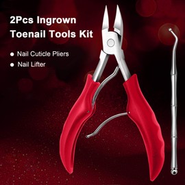 2Pcs Ingrown Toenail Tools Kit Stainless Steel Nail Cuticle Pliers Ingrown Nails Clipper Lifter Fingernail Toenail Scissors for Ingrown & Thick Nail YAOJIU